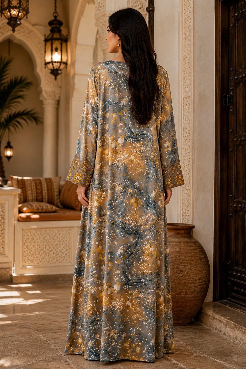Unstitched Grey & Gold Embroidered Harir Mukhawar - Image 2