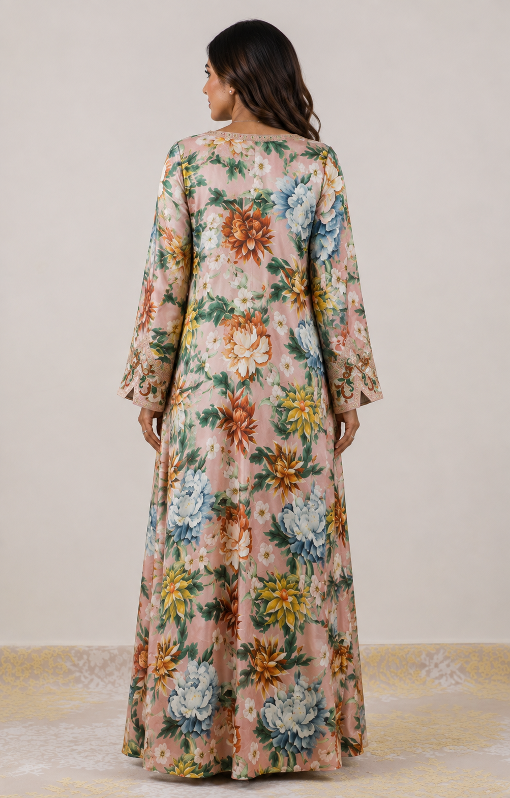 Pink Floral Unstitched Jacquard Mukhawar - Image 3