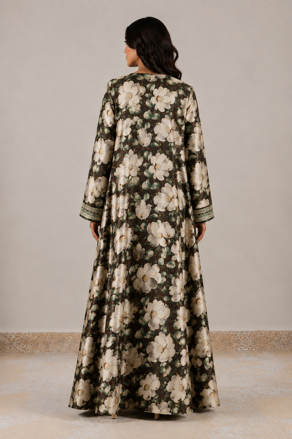 Brown Floral Unstitched Jacquard Mukhawar - Image 2