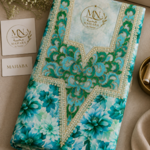 ChatGPT Image Aug 15, 2026, 10_37_32 AM Unstitched Turquoise Floral Embroidered Harir Mukhawar