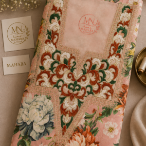 Pink Floral Unstitched Jacquard Mukhawar